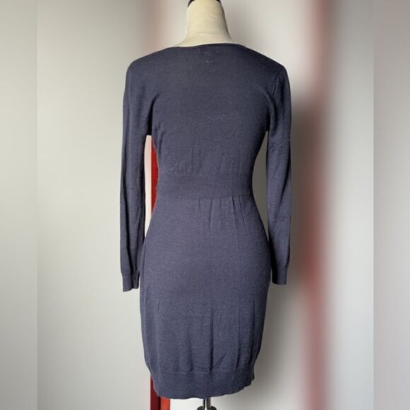 Ann Taylor LOFT Petites Blue Wrap Wool Blend Long Sleeve Dress (Sm/Petite) - Picture 2 of 10